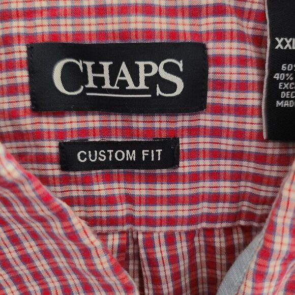 Chaps Custom Fit Mens Button Down Shirt Multicolor Size XXL Cotton Blend Logo - Picture 5 of 11